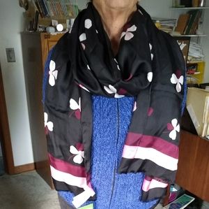 Kate Spade dusk bud silk scarf, black